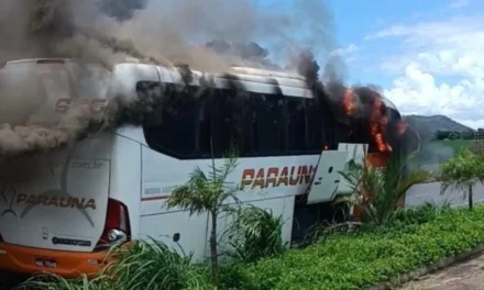 Passageiros de ônibus em chamas são salvos por PMs em Caldas Novas